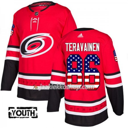Lapsille NHL Carolina Hurricanes Pelipaita Teuvo Teravainen 86 Adidas 2017-2018 Punainen USA Flag Fashion Authentic